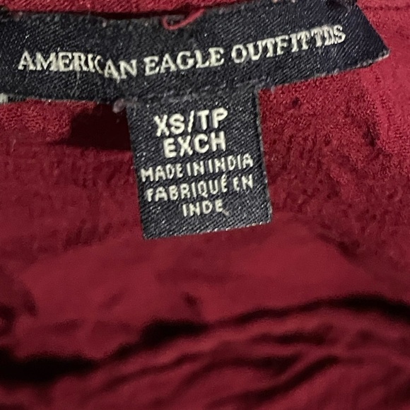 American Eagle Outfitters Crop Women’s XS Cross Over Shirt Long Sleeve Maroon - Picture 10 of 16